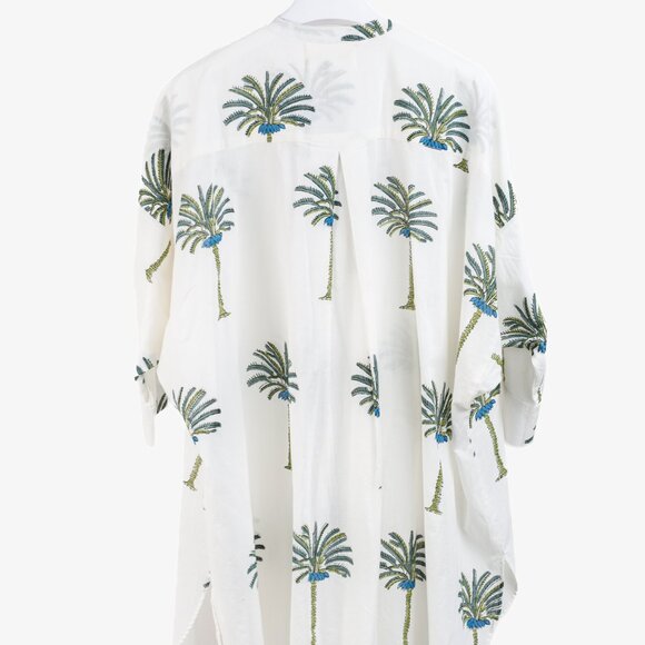 V de Vinster White & Green Oversized Palm Tree Print Tunic - Picture 3 of 12